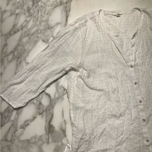 Eileen Fisher White Button-Up Blouse